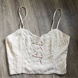 Elegant Cream Lace-Up Women's Top